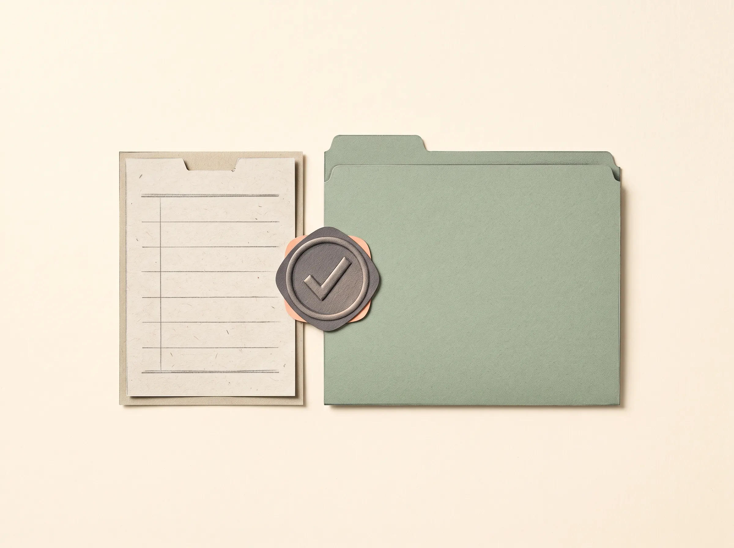 A simple task card showing an outcome, proof and a final status